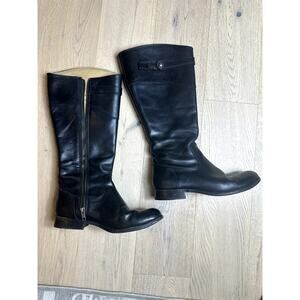 Frye Molly Button Black Leather Riding Boots Tall Knee High Size 7.5‎
